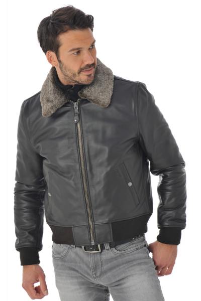 Aviateur Schott Homme Marron foncé en cuir