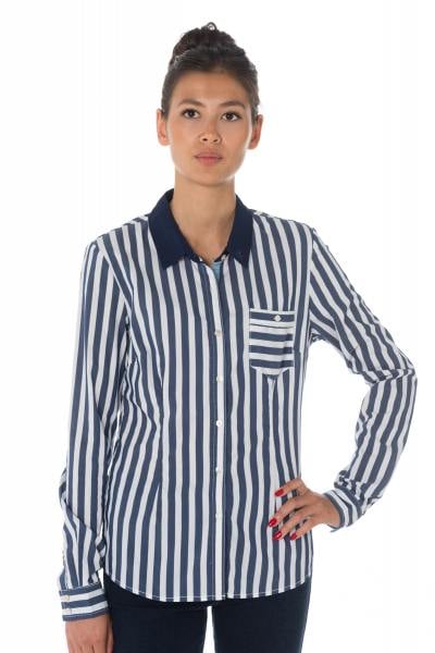 Camicia da donna a righe bianche e blu Kaporal