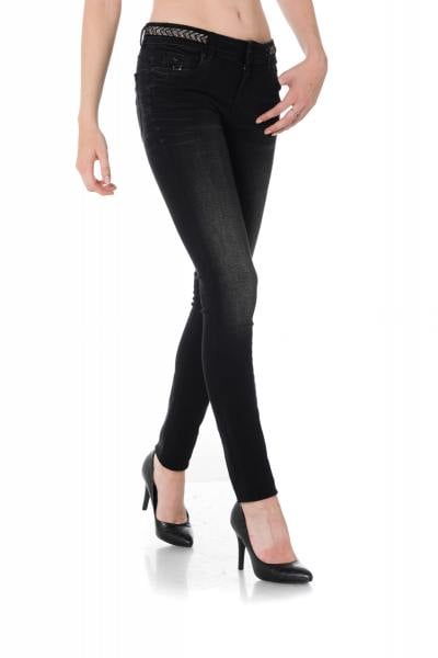 Schwarze Kaporal Damen Jeans mit Strass-Bund