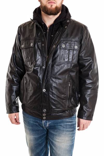 Schwarze Herren Büffelleder-Jacke von Lucina