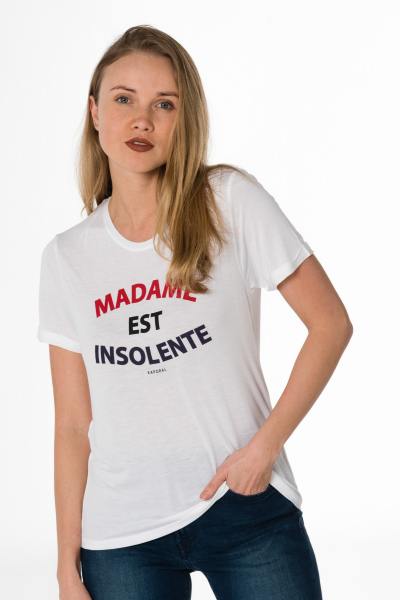 weißes Damen T-Shirt mit Druck "Madame est insolente"