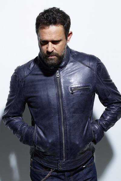 Chaqueta de cuero azul Daytona para hombre