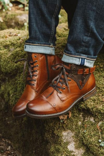 Cognacfarbene Herren Leder-Stiefel von Redskins