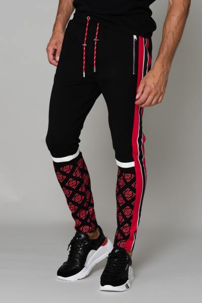 Pantaloni da jogging neri e rossi