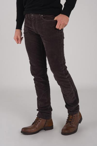 Jeans in velluto grigio marrone