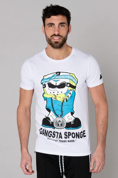 T-shirt blanc Bob l'éponge Gangsta Sponge 