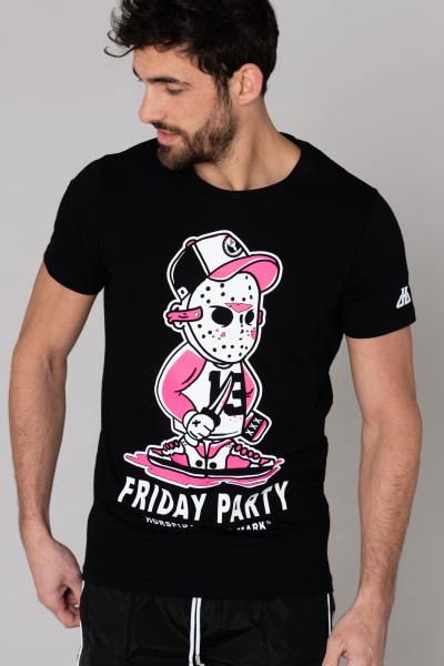 T-shirt nera da uomo Friday Party