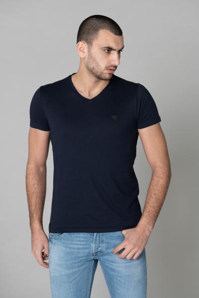 Tee shirt col V bleu marine