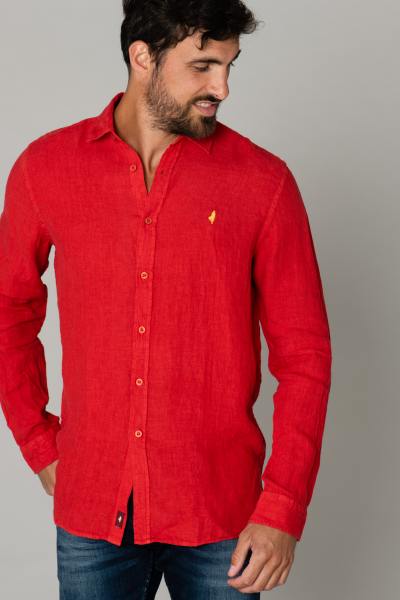 Chemise rouge en lin homme