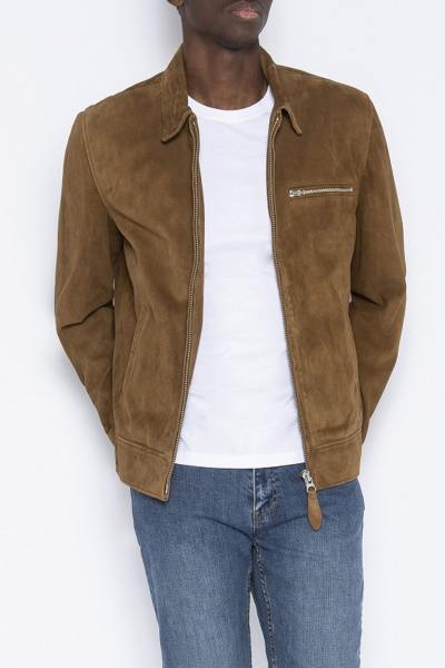 Blouson en cuir de chèvre trucker