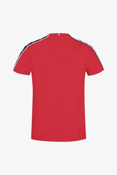 T-shirt rouge avec liseré blanc et noir