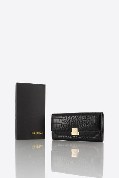 Portefeuille pochette effet croco