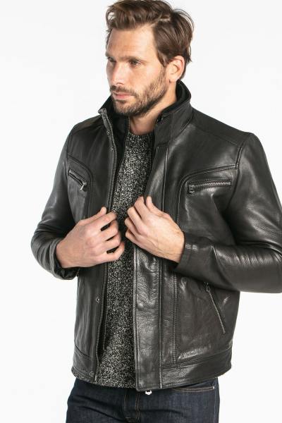 Blouson en cuir de vachette épais