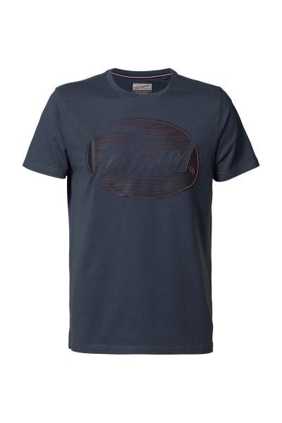 Tshirt gris bleu avec logo poitrine