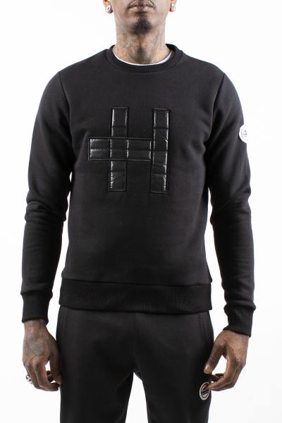 Schwarzer Pullover mit Rundhalsausschnitt und geprägtem H-Logo