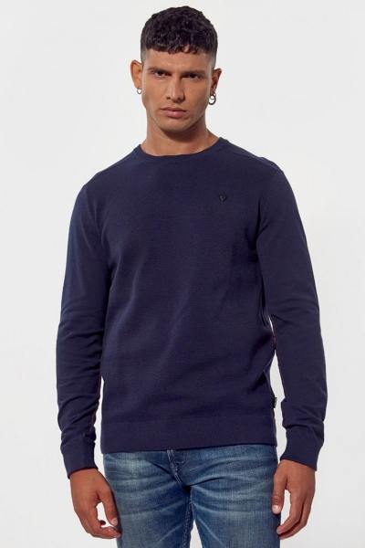 Pull en maille marine col rond 