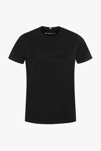 T-shirt nera aderente con linea ad H