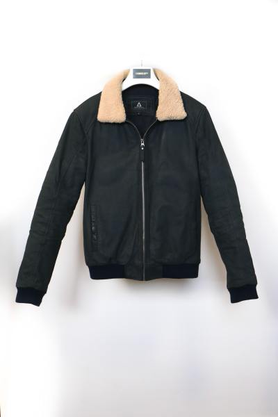 Blaue Büffellederjacke