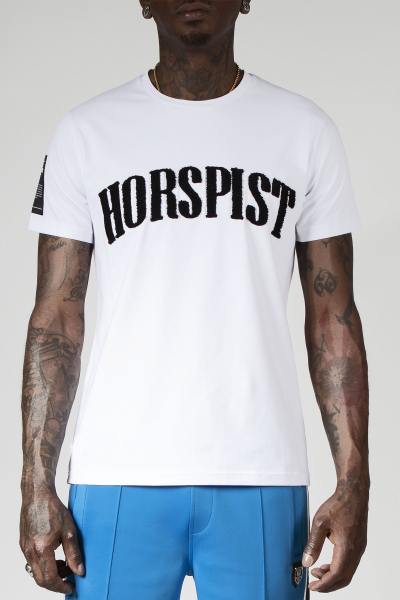 T-shirt bianca con logo nero in rilievo