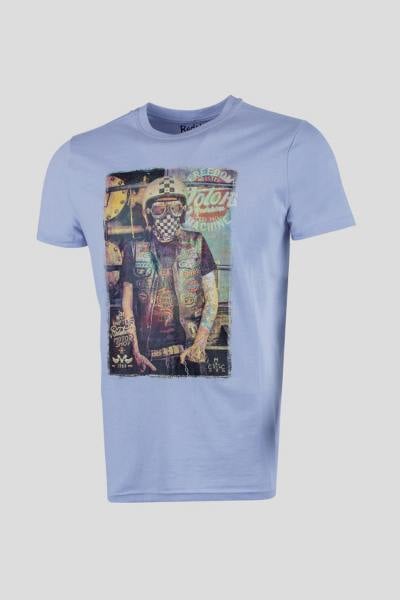 Tee-shirt tattoo biker bleu ciel