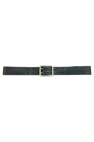Cinturón de cuero negro con hebilla de 2 agujeros