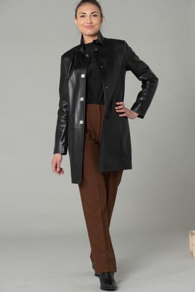 Jane Ginsberg Manteau en cuir brun style d\u00e9contract\u00e9 Mode Manteaux Manteaux en cuir 