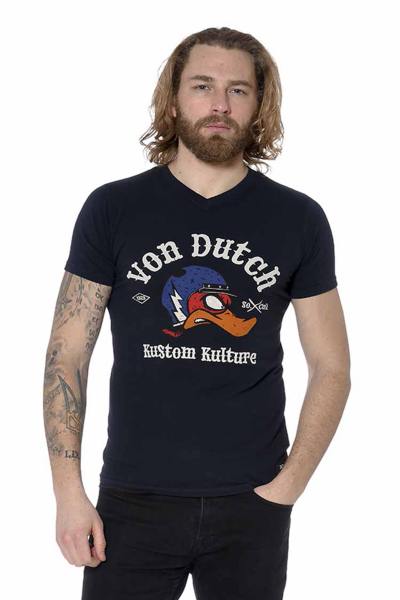 Tee-shirt noir col V "Kustom Kulture"