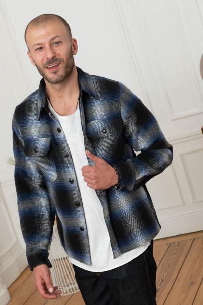 Veste sur-chemise bleu marine