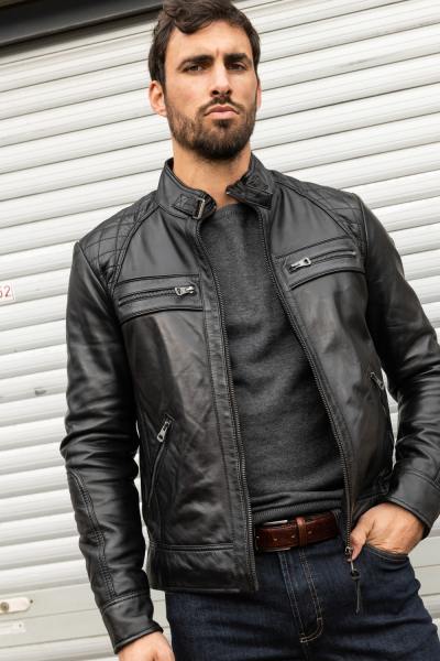 Veste En Cuir Classique Pour Homme - Blouson Moto Décontracté - Taille XS à 5XL
