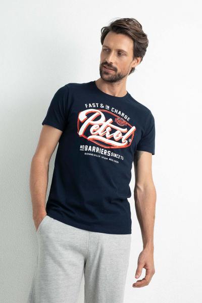 Herren-T-Shirt mit Rundhalsausschnitt in Marineblau