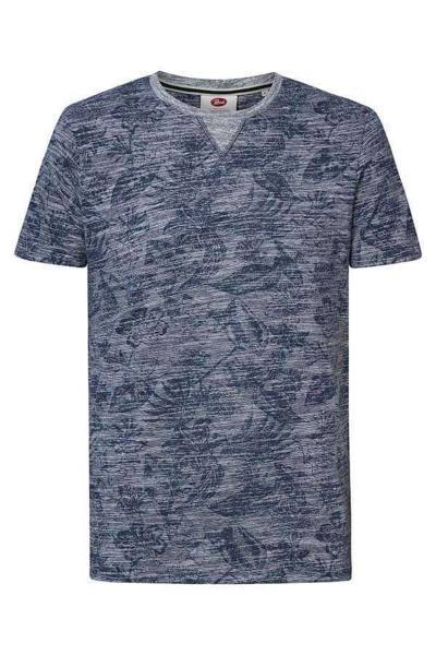 T-shirt col rond bleu imprimé floral