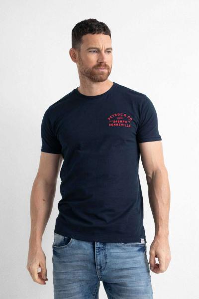 Tee-shirt bleu marine col rond