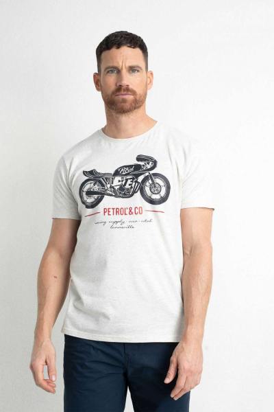 T-shirt blanc illustration moto