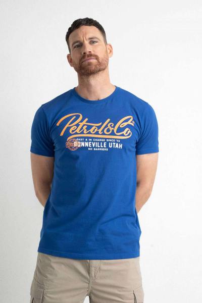 T-shirt blu reale con scollo rotondo