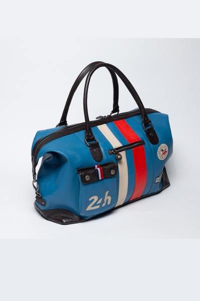 Reisetasche aus echtem Leder in Electric Blue