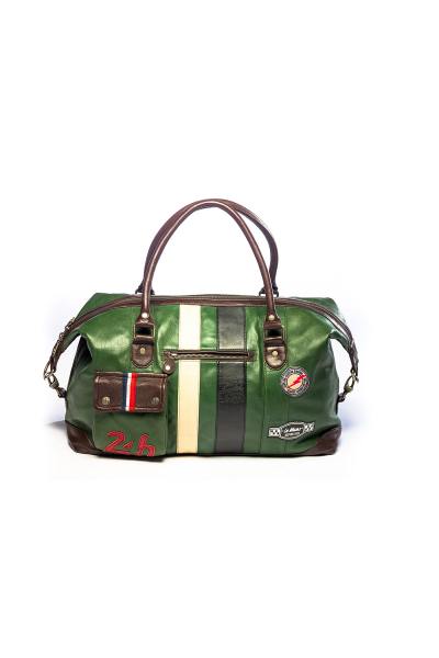 Bolsa de viaje vintage de cuero genuino verde