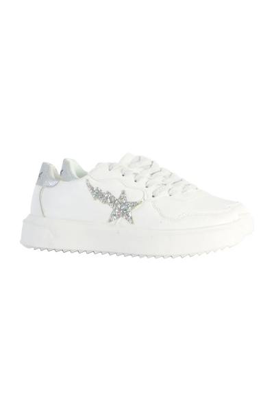 Sneakers stella bianca e argento