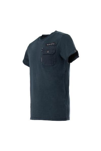 Camiseta azul oscuro con bolsillo en el pecho