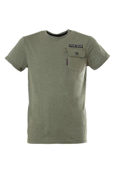Camiseta militar caqui con bolsillo en el pecho