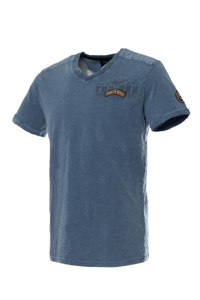 T-Shirt für Männer blau top gun V-Ausschnitt