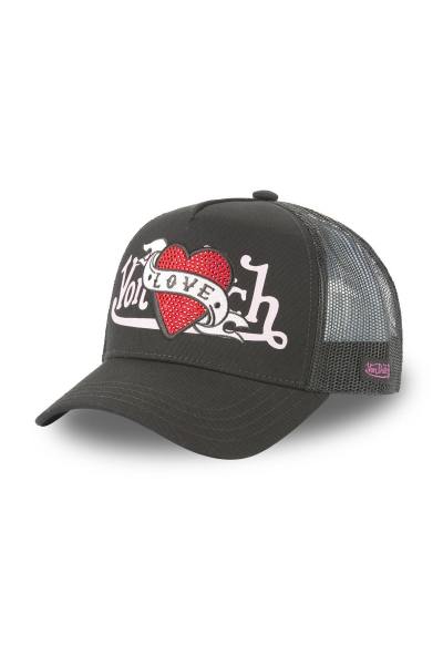 Gorra negra con el logotipo del corazón del amor