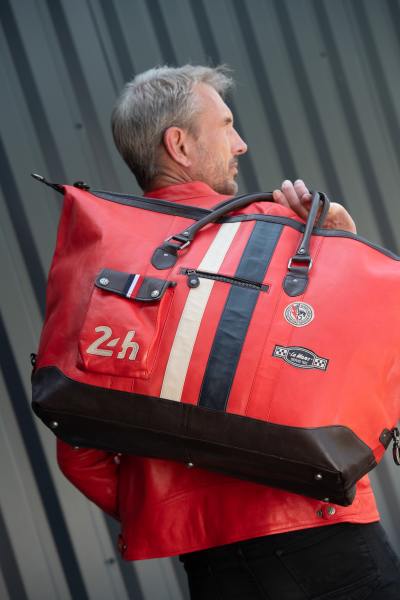 72-Stunden-Reisetasche Racing aus rotem Leder