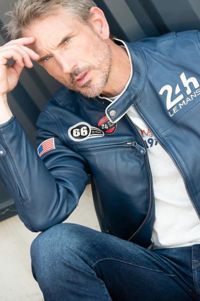 Giacca in pelle 24 ore di Le Mans, blu navy