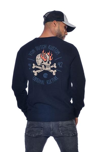Marineblauer Pullover mit Totenkopf-Print