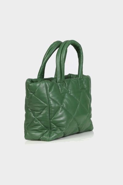 Mini bolsa de la compra de cuero verde