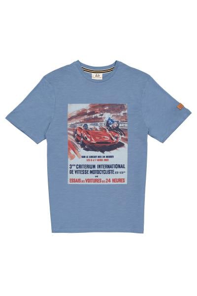 Camiseta de algodón azul 24h le mans 1963