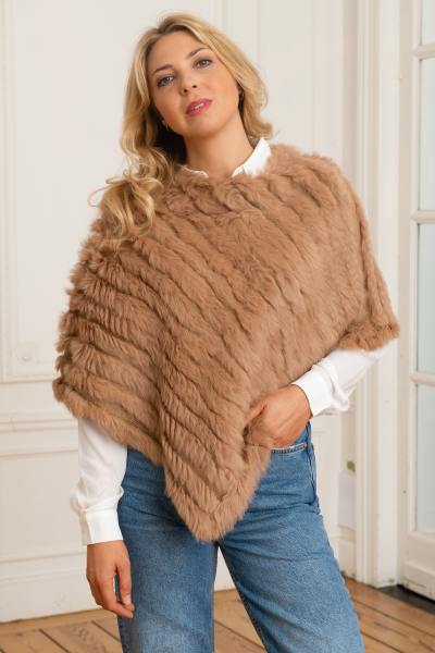 Poncho En Fausse Fourrure Lapin - Cape Doudoune Douce Pour Femme - À Porter Sur Pull Ou Manteau