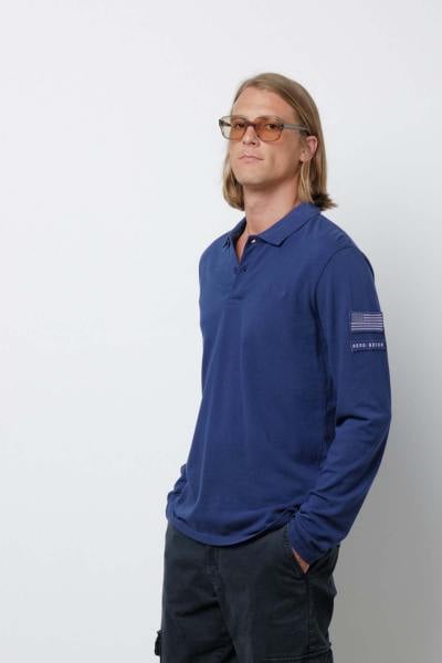 Steve McQueen Langarm-Poloshirt in Marineblau