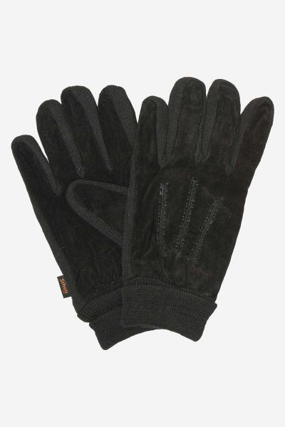 Schwarze Handschuhe aus Veloursleder