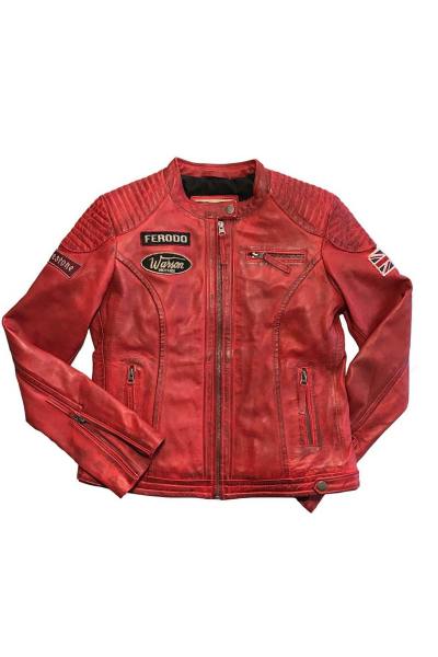Racing-Jacke für Frauen aus rotem Leder